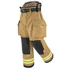 TURNOUT PANTS, GOLD, 52 X 30 IN, 3 IN REFLECTIVE TRIM, ARAMID, HOOK AND LOOP/SNAP