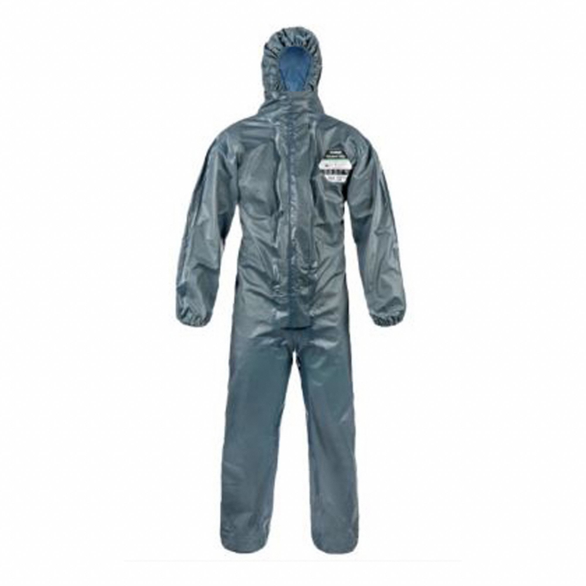 COVERALLS, 2XL, GREY, ZIPPER CLOSURE, FLAME RESISTANT, PVC