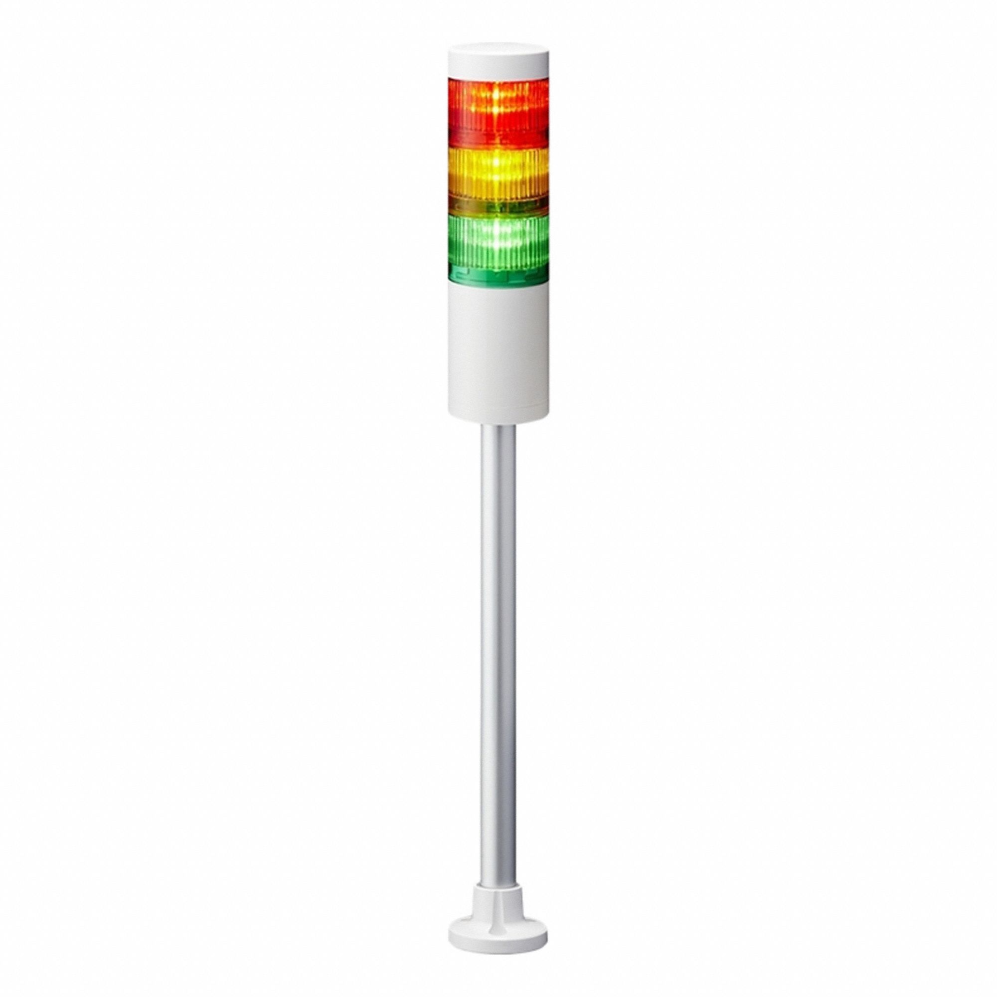 Tower Light Assembly: 3 Tier, No Sounder Tier, IP54, Amber/Green/Red, Direct Wire, Steady