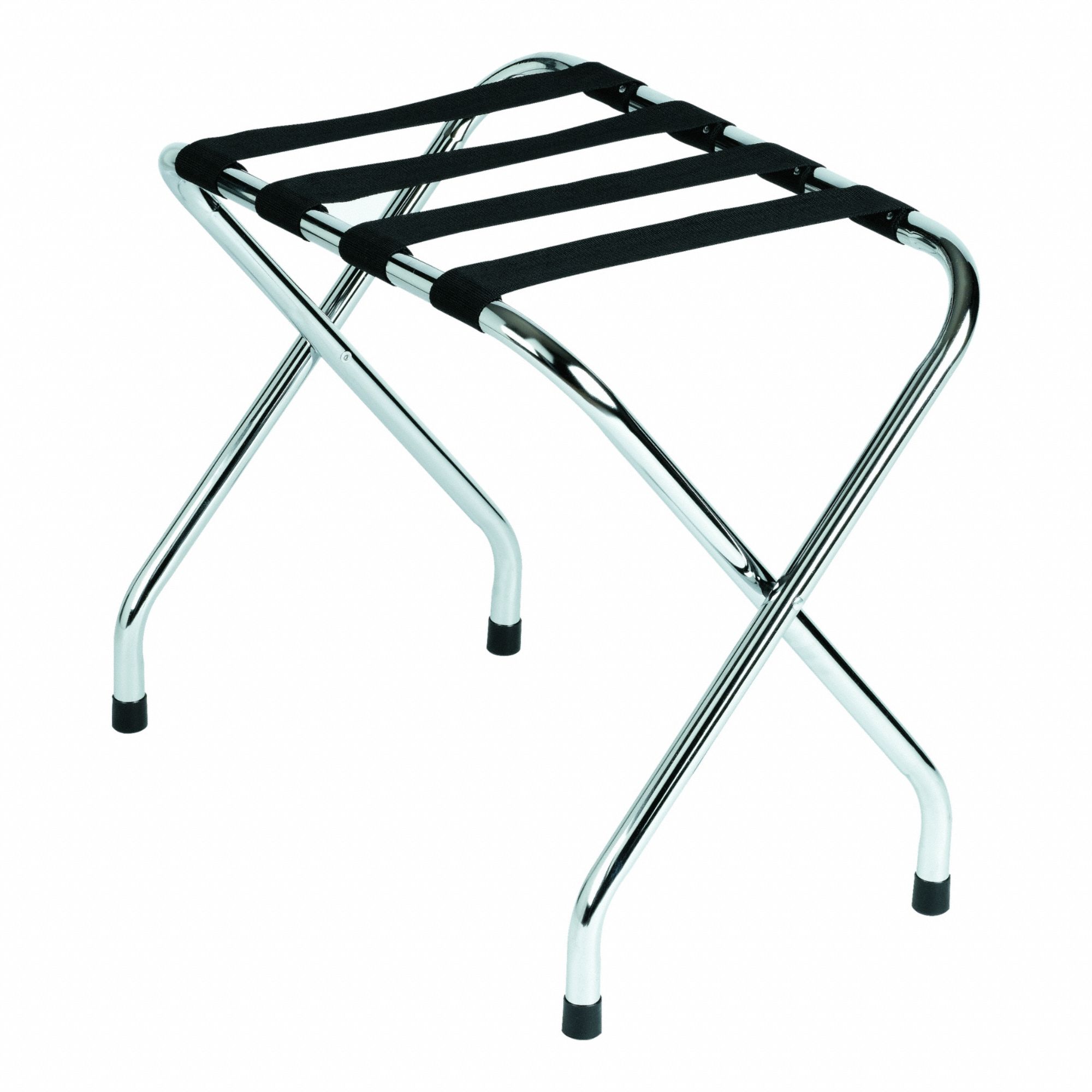 Folding Luggage Rack: 500 lb Load Capacity, Silver Chrome, Steel