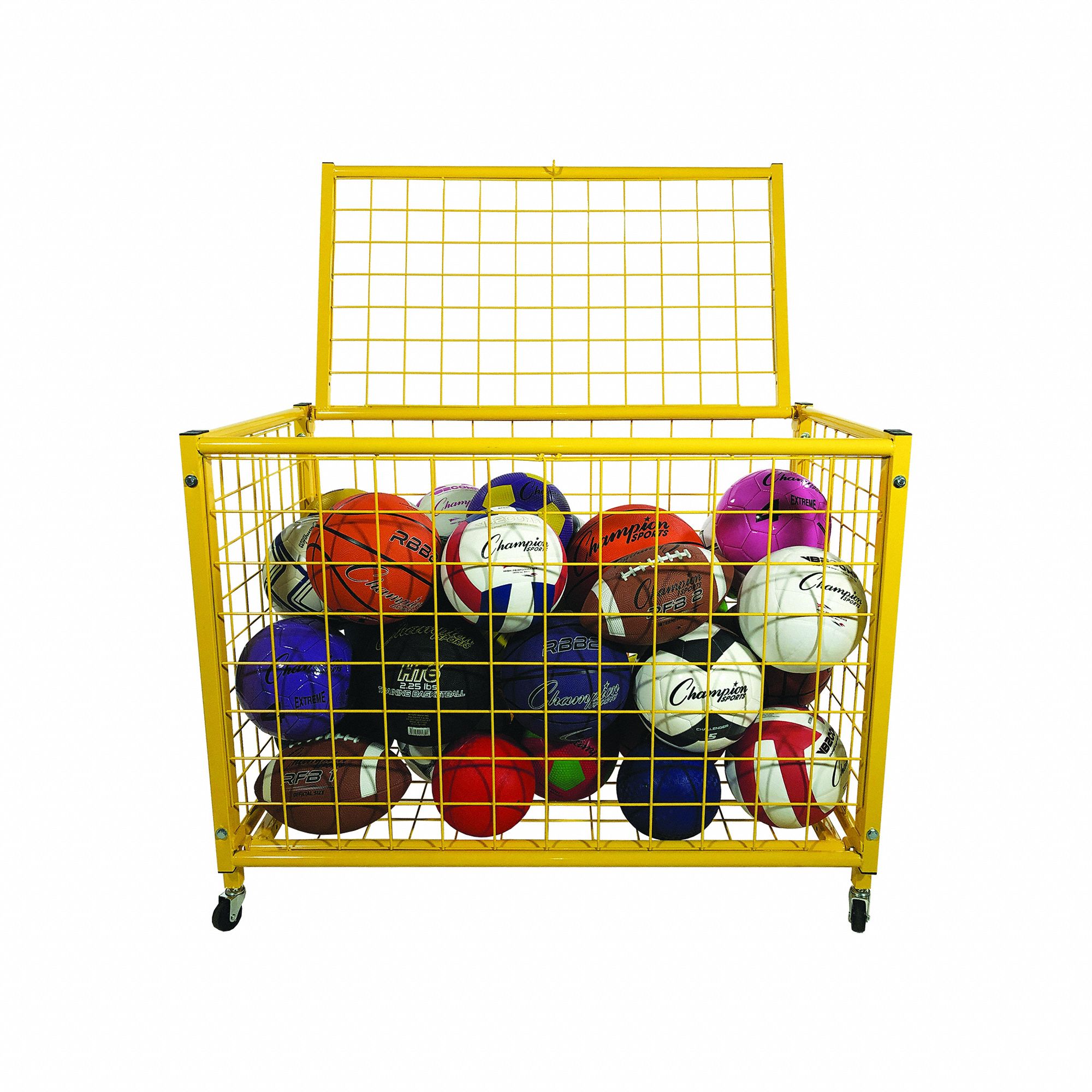 Ball Locker: 42 in Overall Lg, 24 in Overall Wd, 29 3/4 in Overall Ht, Steel, Yellow