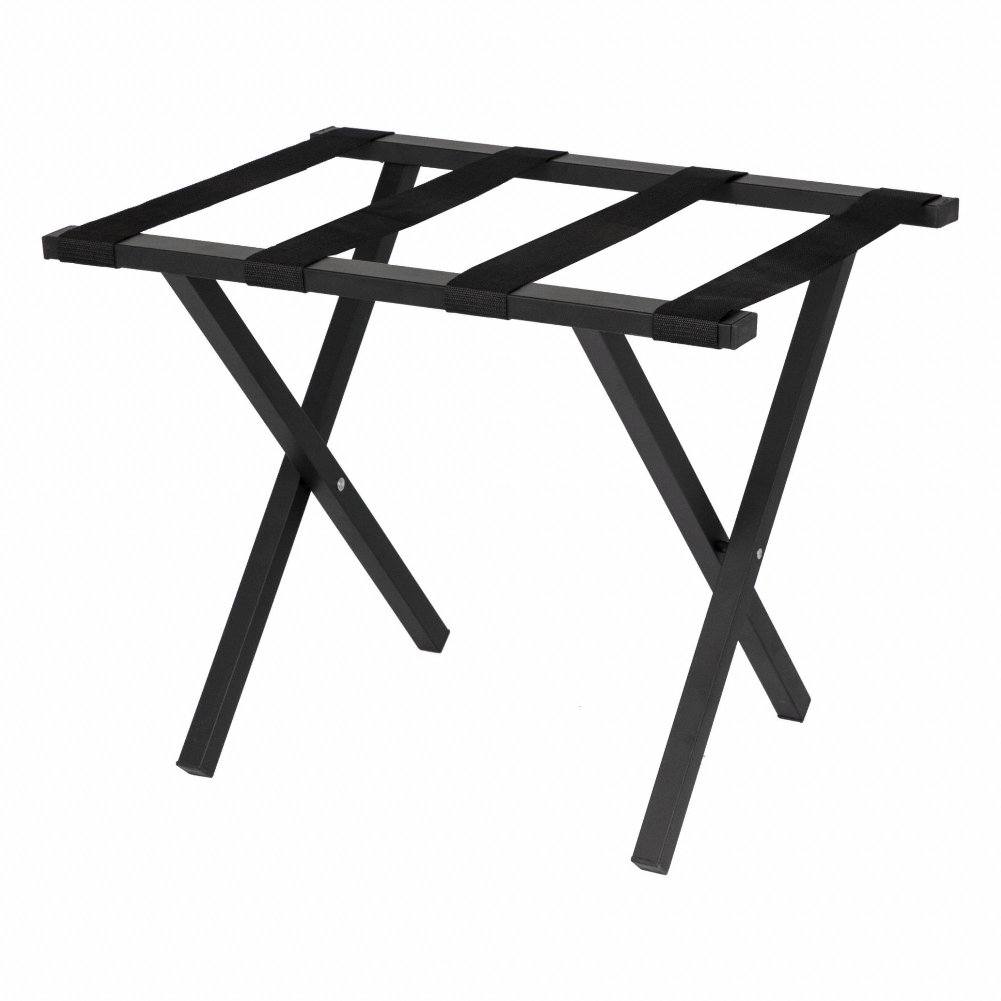 Folding Luggage Rack: 500 lb Load Capacity, Black, Steel, 20 in Overall Ht