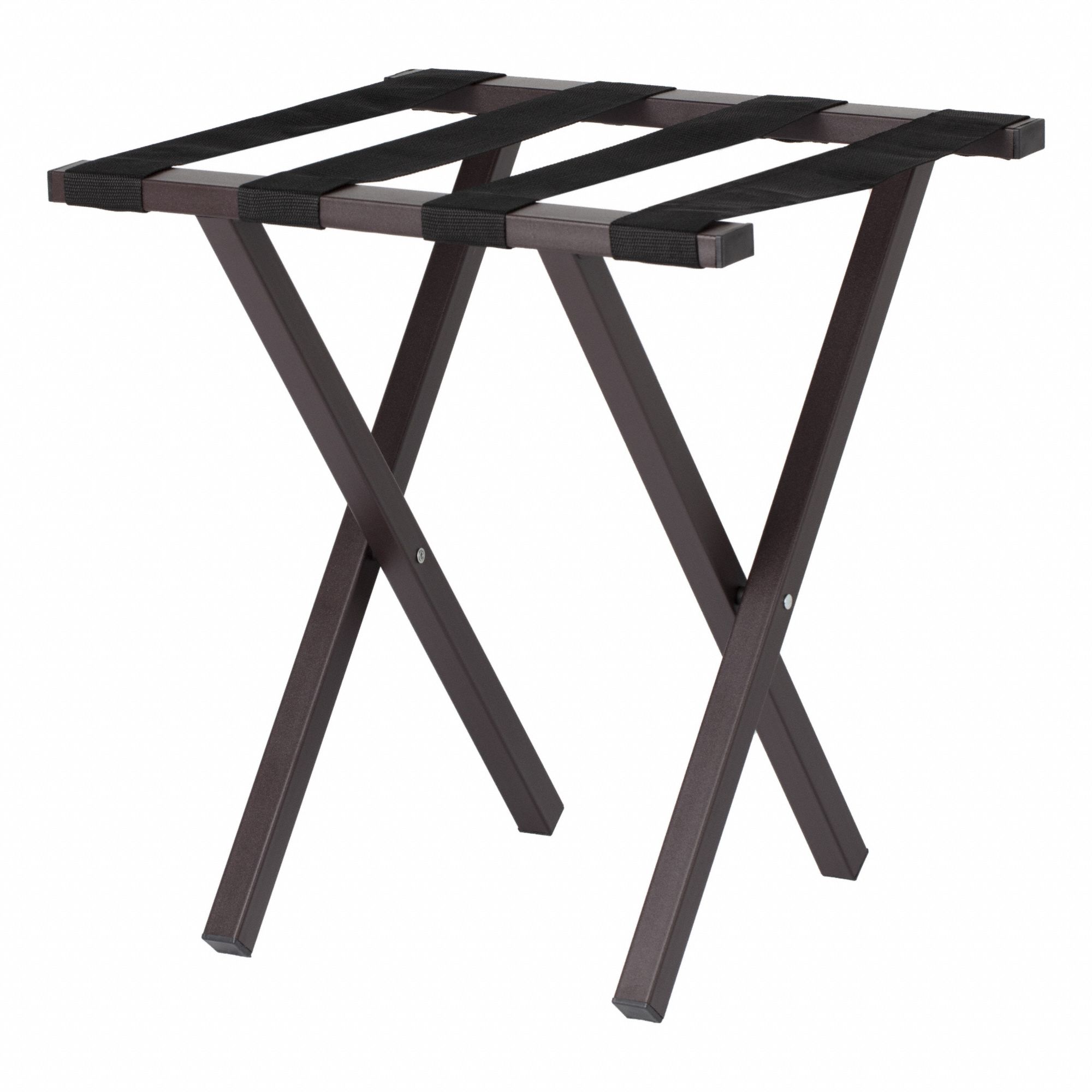 Folding Luggage Rack: 500 lb Load Capacity, Brown, Steel, 20 in Overall Ht
