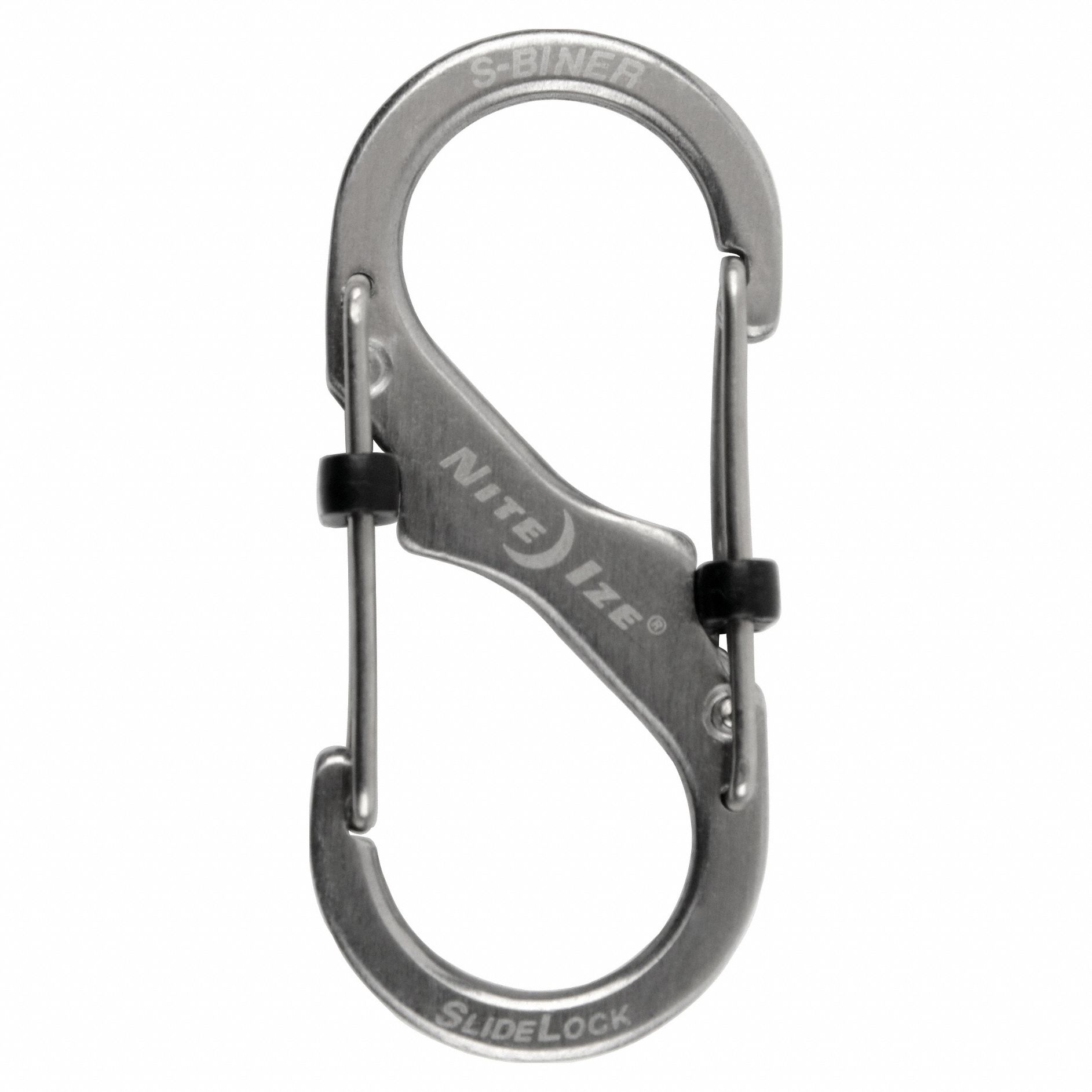 Double Carabiner: 10 lb Working Load Limit, Wire Gate, Stainless Steel, 2 in Overall Lg