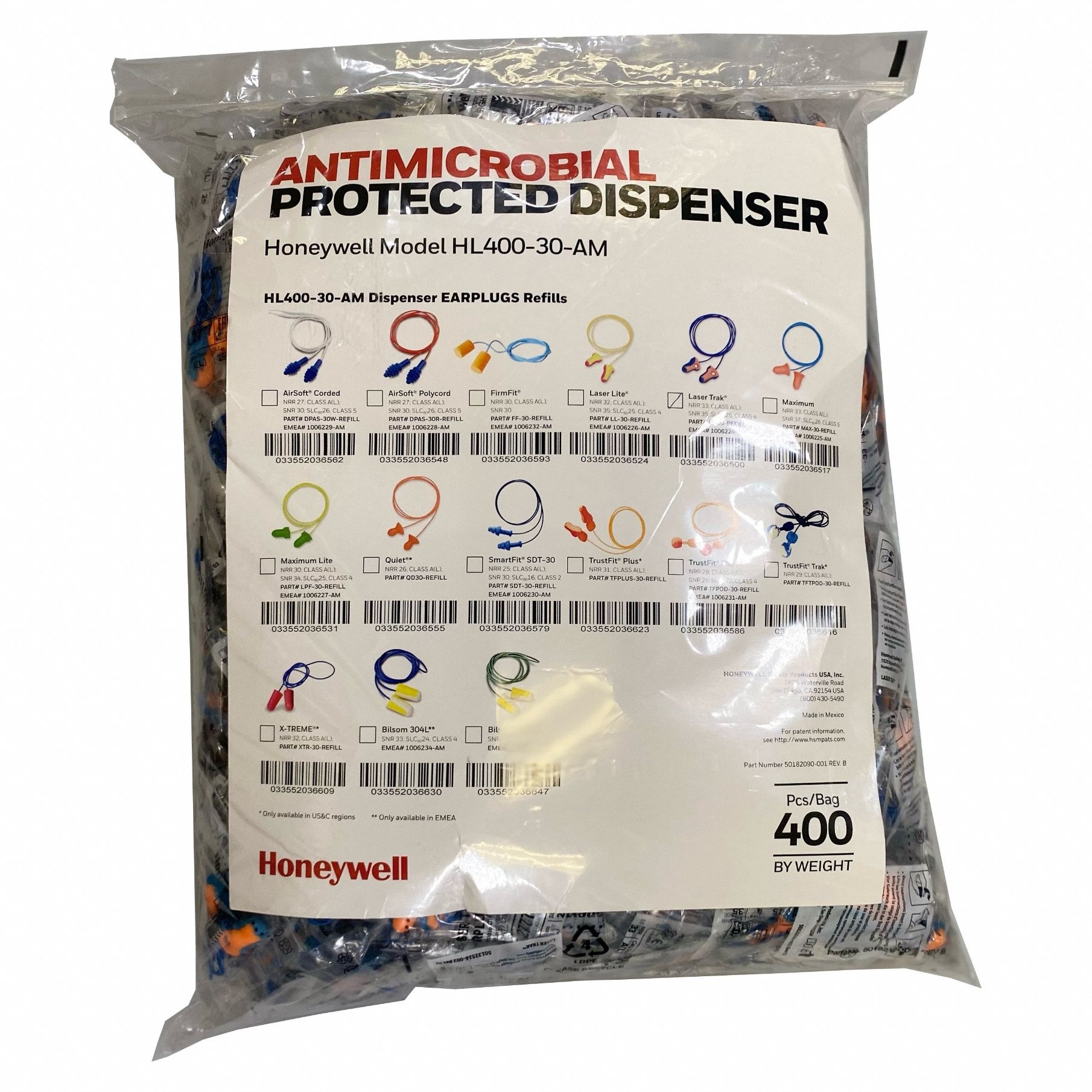 Earplug Dispenser Refill: Dispenser Refill, Contoured-T, 33 dB NRR, Corded, 2, 000 PK