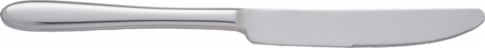 Dinner Knife: Luminosity, 18/0, Stainless Steel, 9 1/2 in Overall Lg, Silver