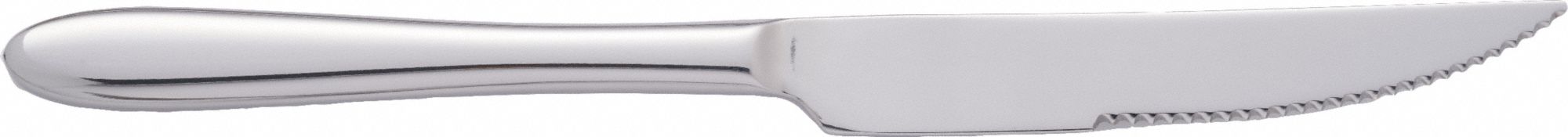 Steak Knife: Luminosity, 18/0, Stainless Steel, 9 in Overall Lg, Silver