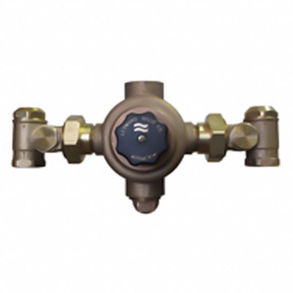 LEONARD VALVE, 1 in Inlet Size, 1 1/4 in Outlet Size, Wax Master Mixing Valve 802D61LV982LF