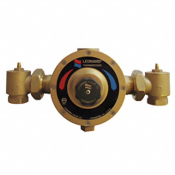 Thermostatic Mixing Valve: 1 1/4 in Inlet Connection Size, NPT, Copper, 95°F to 135°F