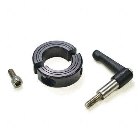 Quick Clamping Shaft Collar: 1 1/2 in Bore Dia, Round, 2024, Aluminum, Black