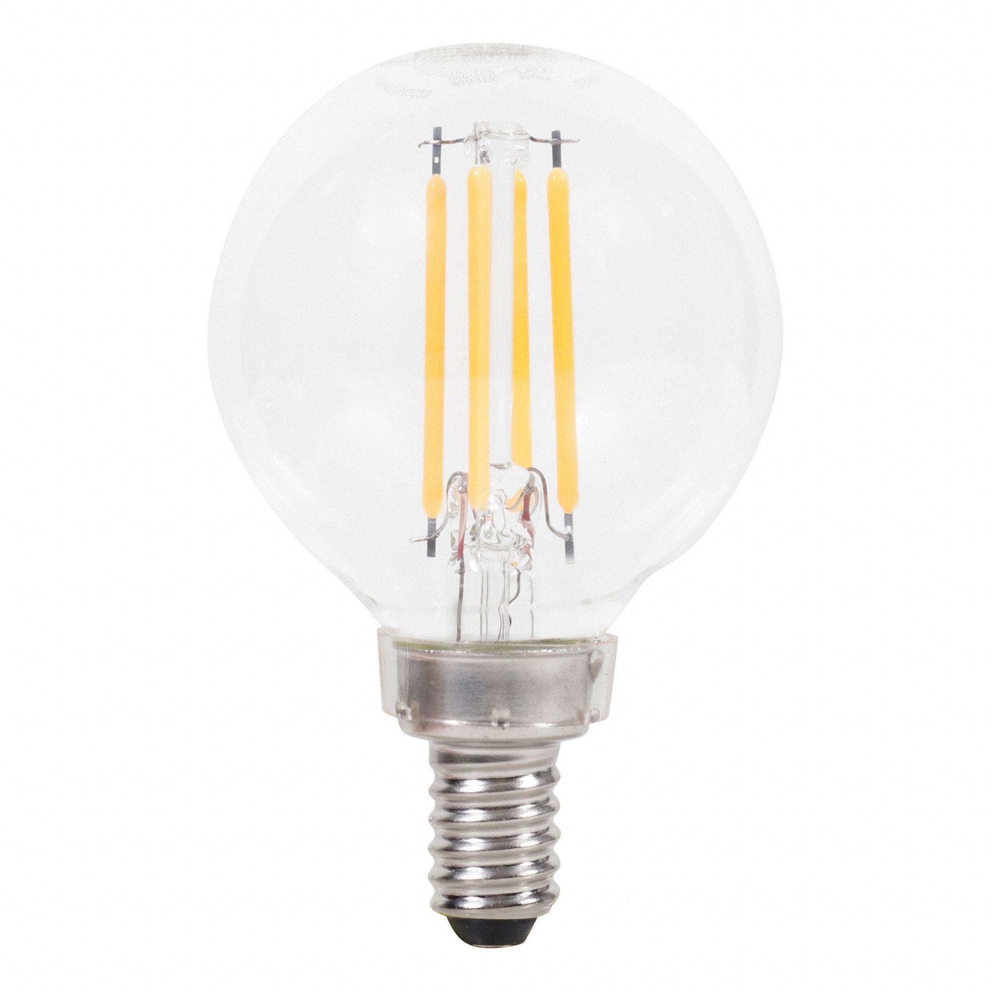 LED BULB, 350 LM, 4W, 120V AC, 2,700K, WARM WHITE/DAYLIGHT, 3.11 IN L, G16.5, SHATTER-RESISTANT, E12