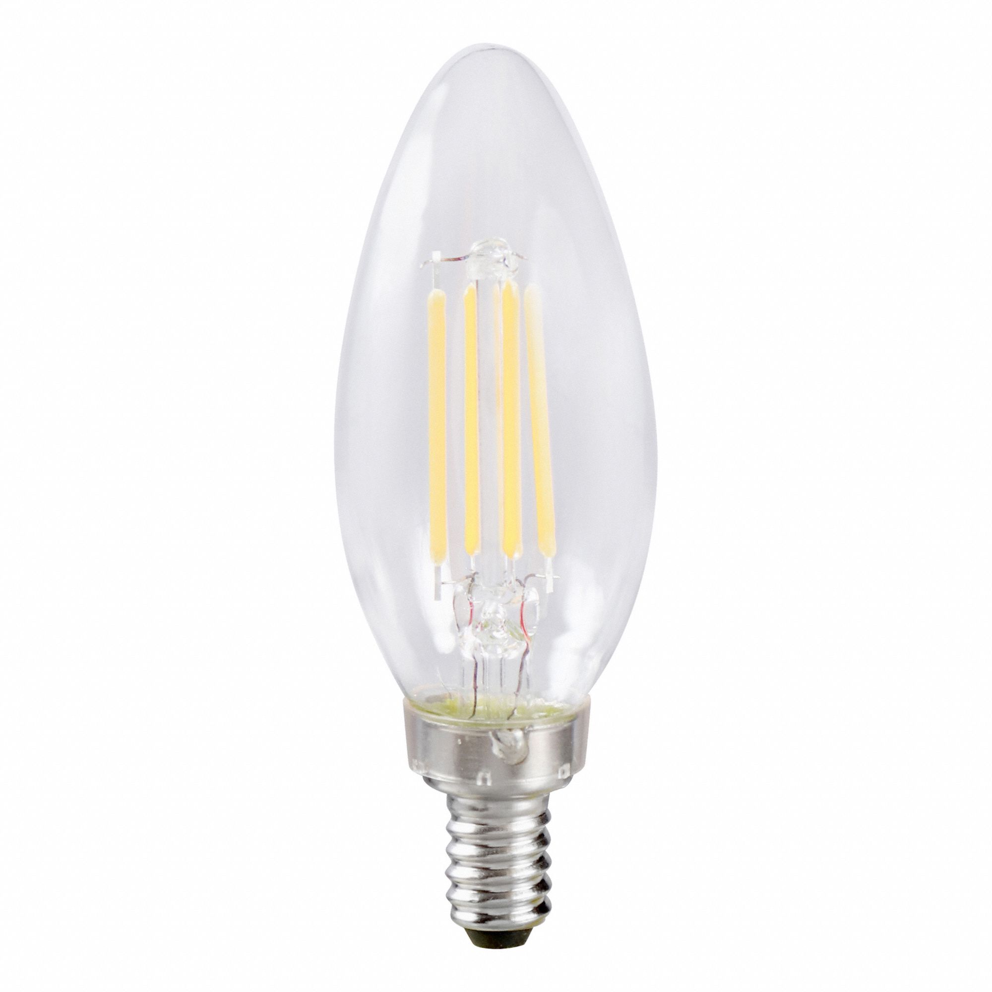 LED BULB, 500 LM, 5.5W, 120V AC, 2,700K, WARM WHITE/DAYLIGHT, 3.9 IN L, SHATTER-RESISTANT, E12, B10