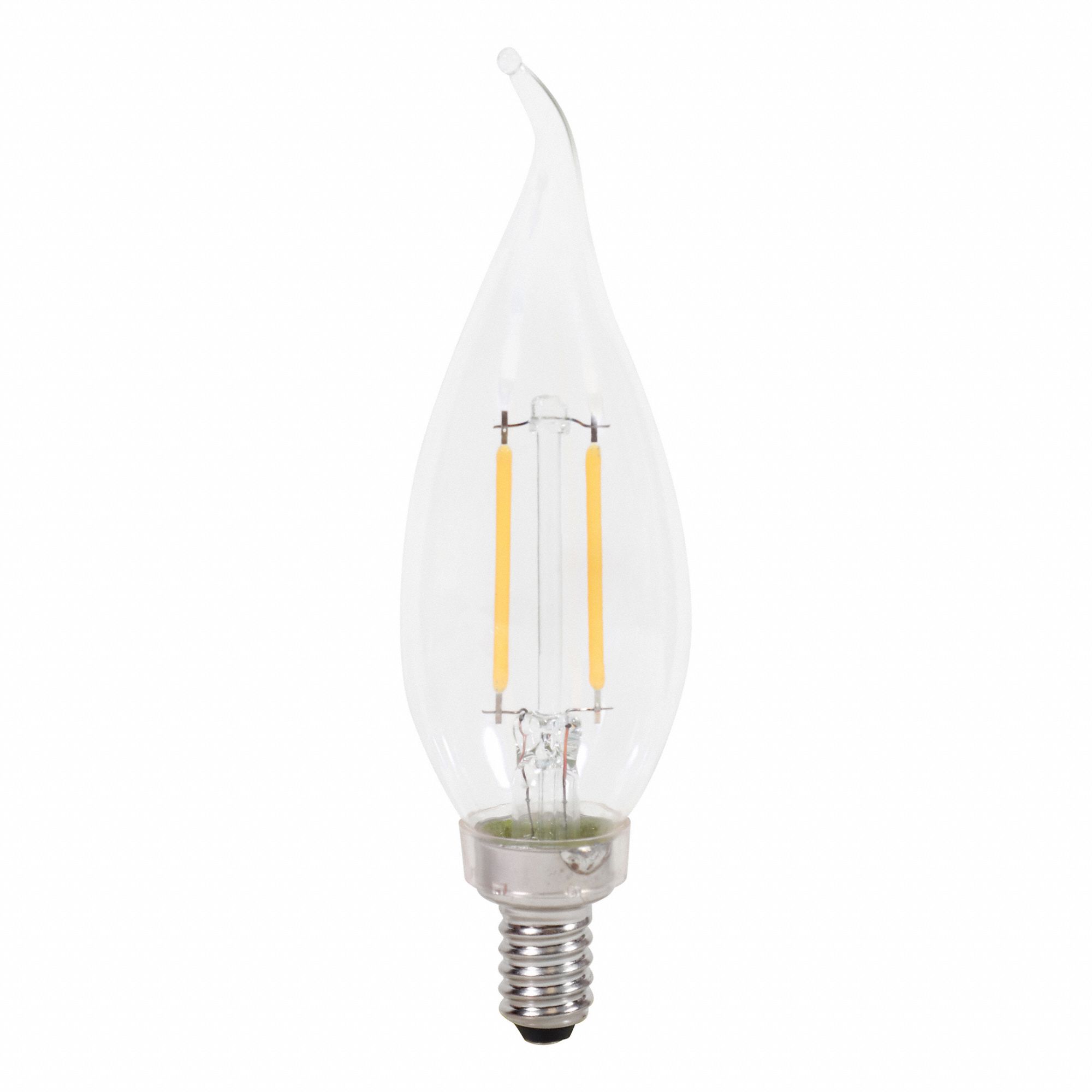 LED BULB, 200 LM, 3W, 120V AC, 2,700K, WARM WHITE/DAYLIGHT, 4.72 IN L, SHATTER-RESISTANT, E12, B10