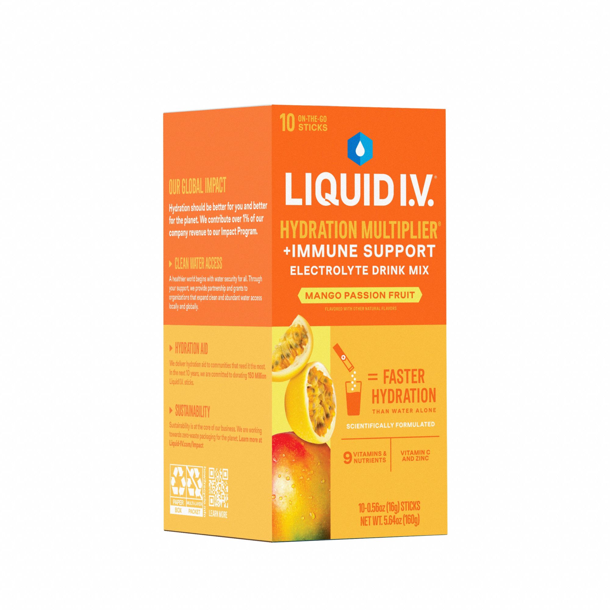 Sports Drink Mix: Mango Passionfruit, Single-Serve, 0.6 oz Concentrate Per Pack, 10 PK