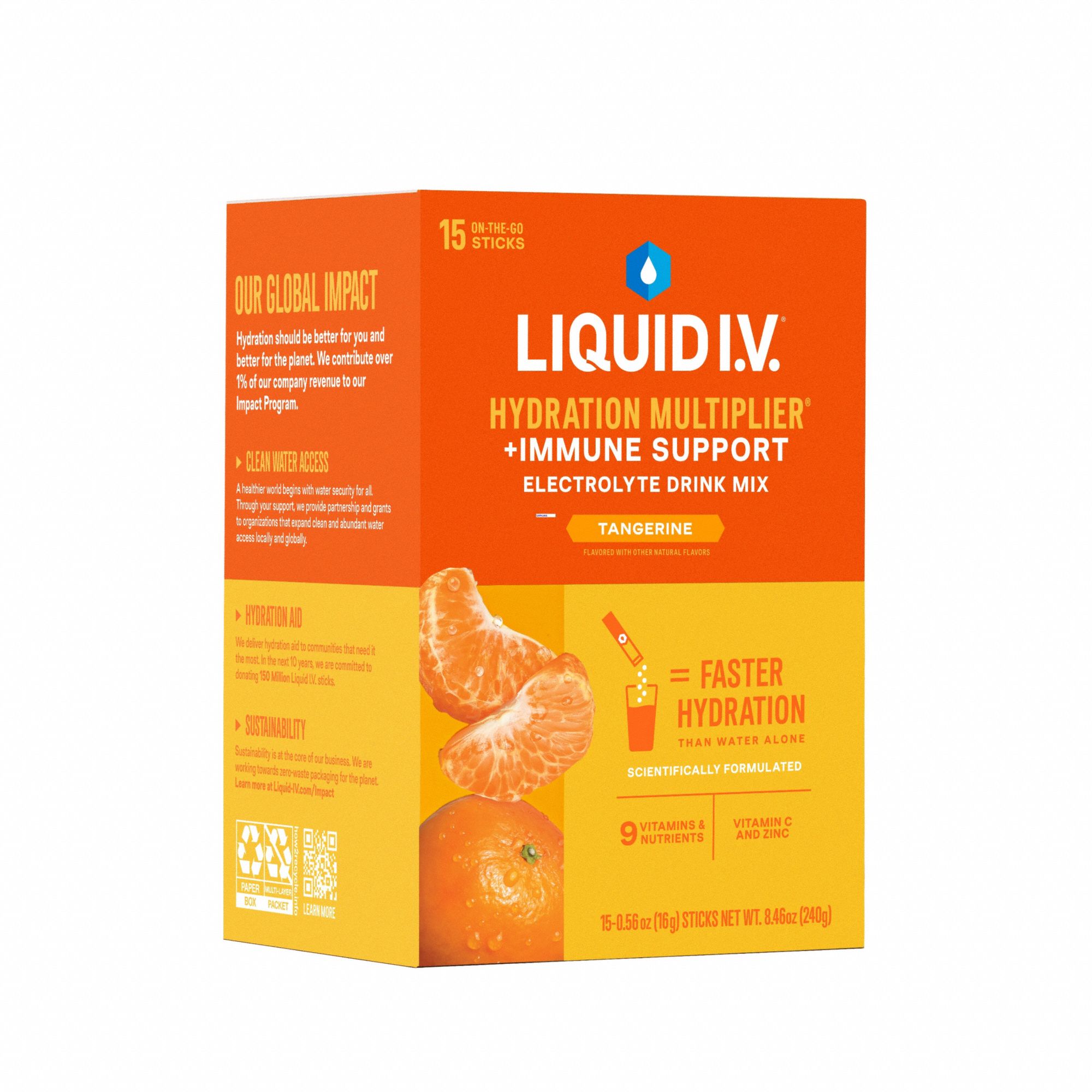 Sports Drink Mix: Tangerine, Single-Serve, 0.6 oz Concentrate Per Pack, 15 PK