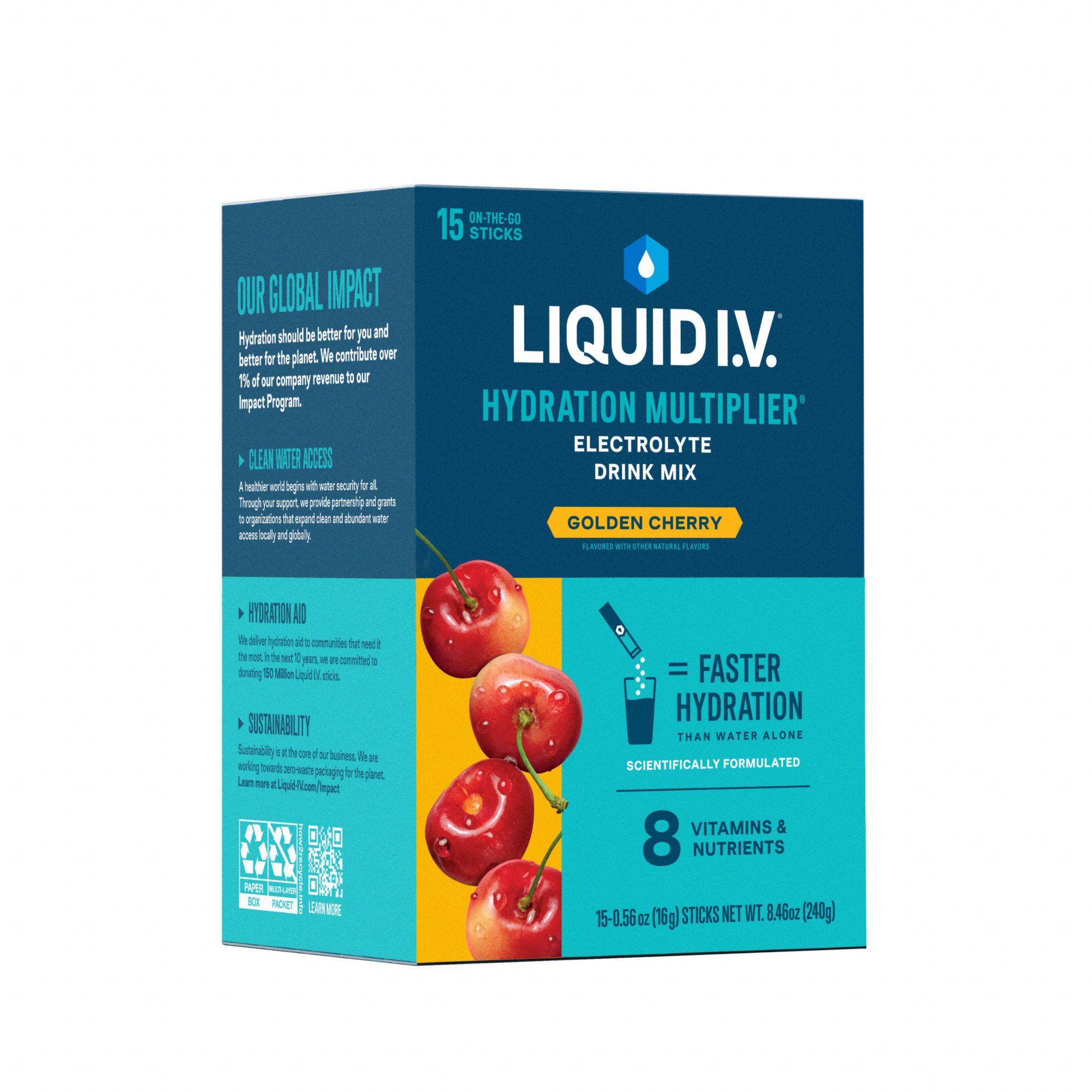 Sports Drink Mix: Cherry, Single-Serve, 0.6 oz Concentrate Per Pack, Full-Sugar, 15 PK