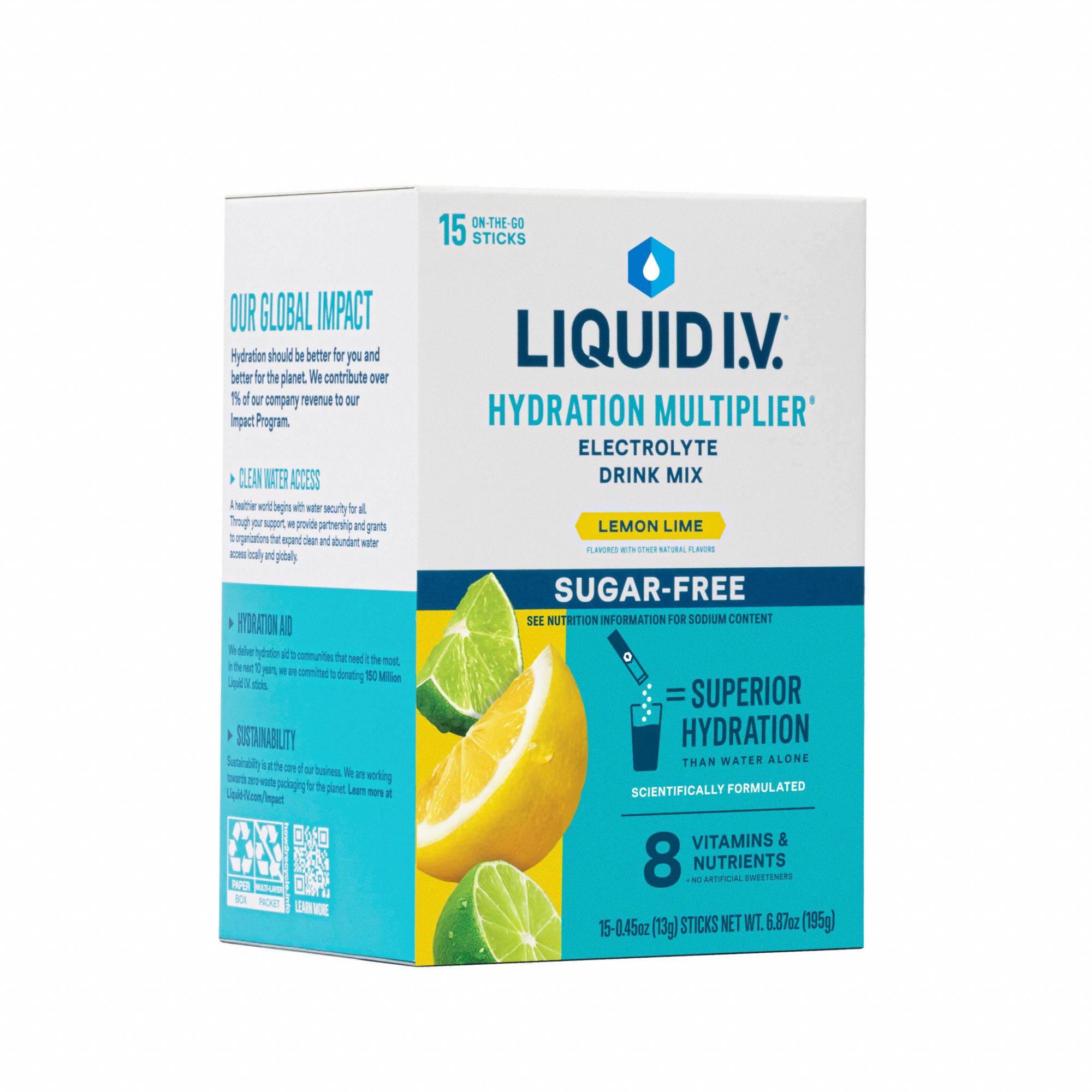 Sports Drink Mix: Lemon-Lime, Single-Serve, 0.5 oz Concentrate Per Pack, 15 PK