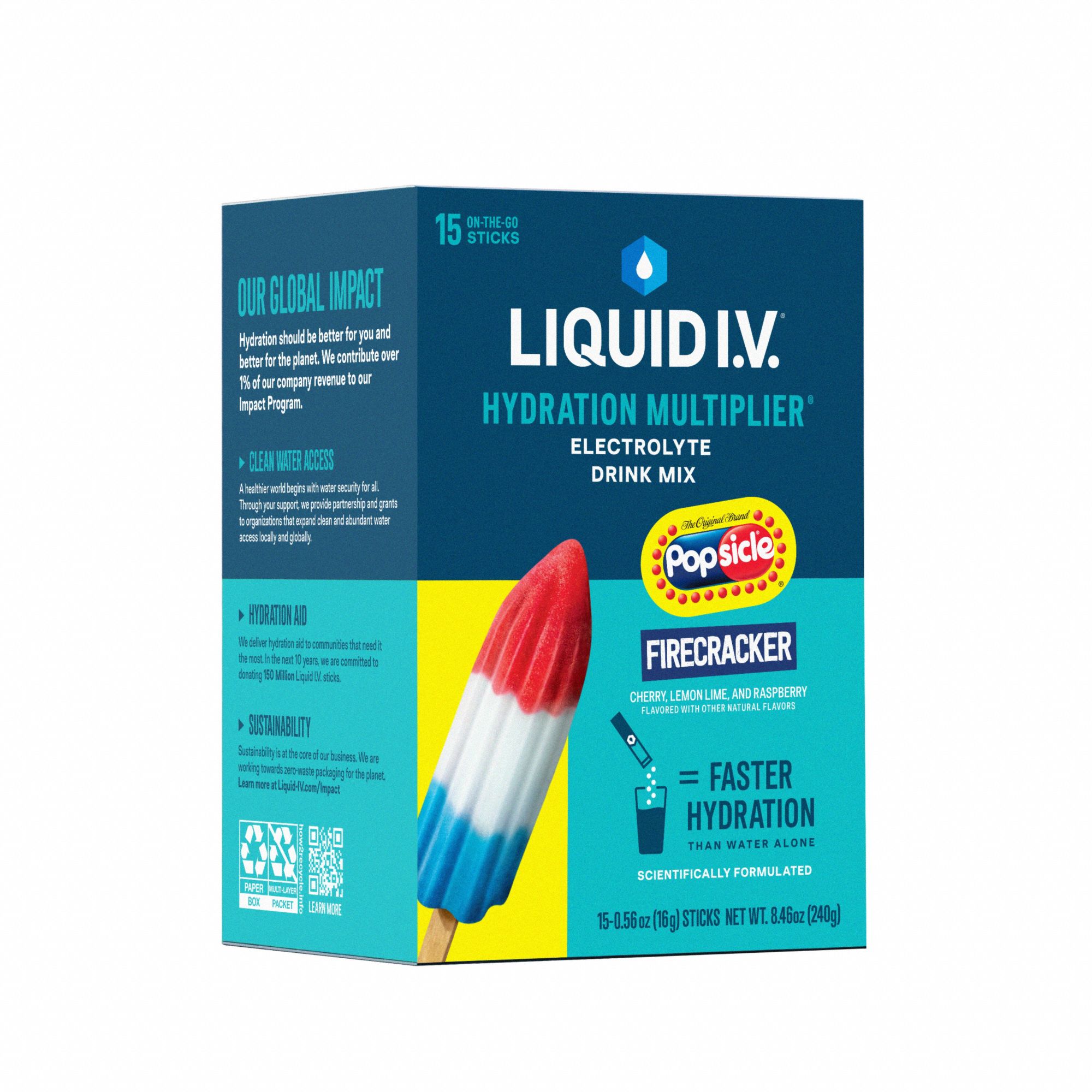 Sports Drink Mix: Popsicle® Firecracker, Single-Serve, 16 oz Yield per Pack, 15 PK