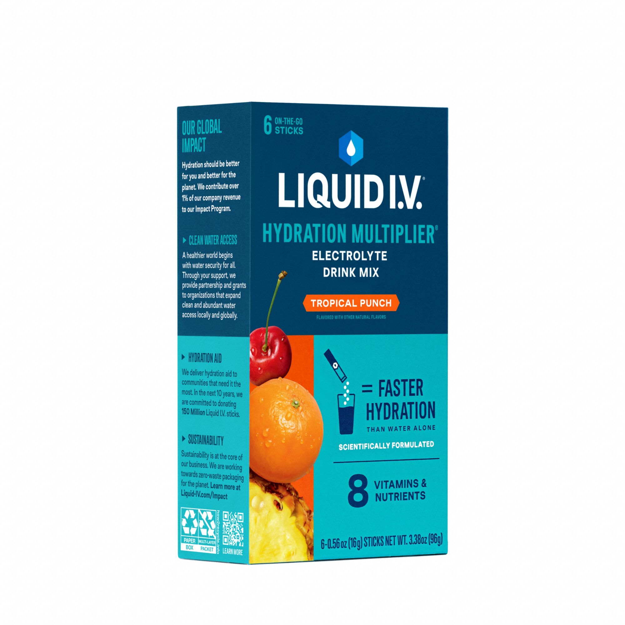 Sports Drink Mix: Tropical Punch, Single-Serve, 0.6 oz Concentrate Per Pack, 6 PK