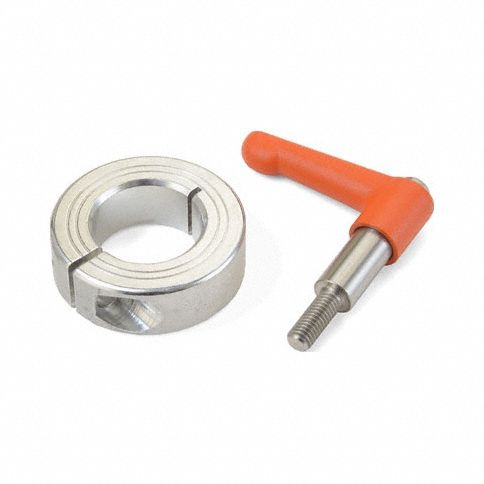 Quick Clamping Shaft Collar: 11 mm Bore Dia, Round, 2024, Aluminum, Orange, 303