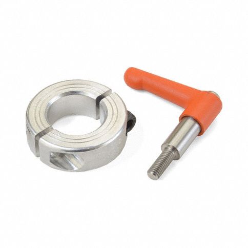 Quick Clamping Shaft Collar: 11 mm Bore Dia, Round, 2024, Aluminum, Orange