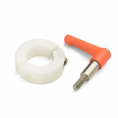 Quick Clamping Shaft Collar: 1 1/4 in Bore Dia, Round, Acetal, Plastic, Orange