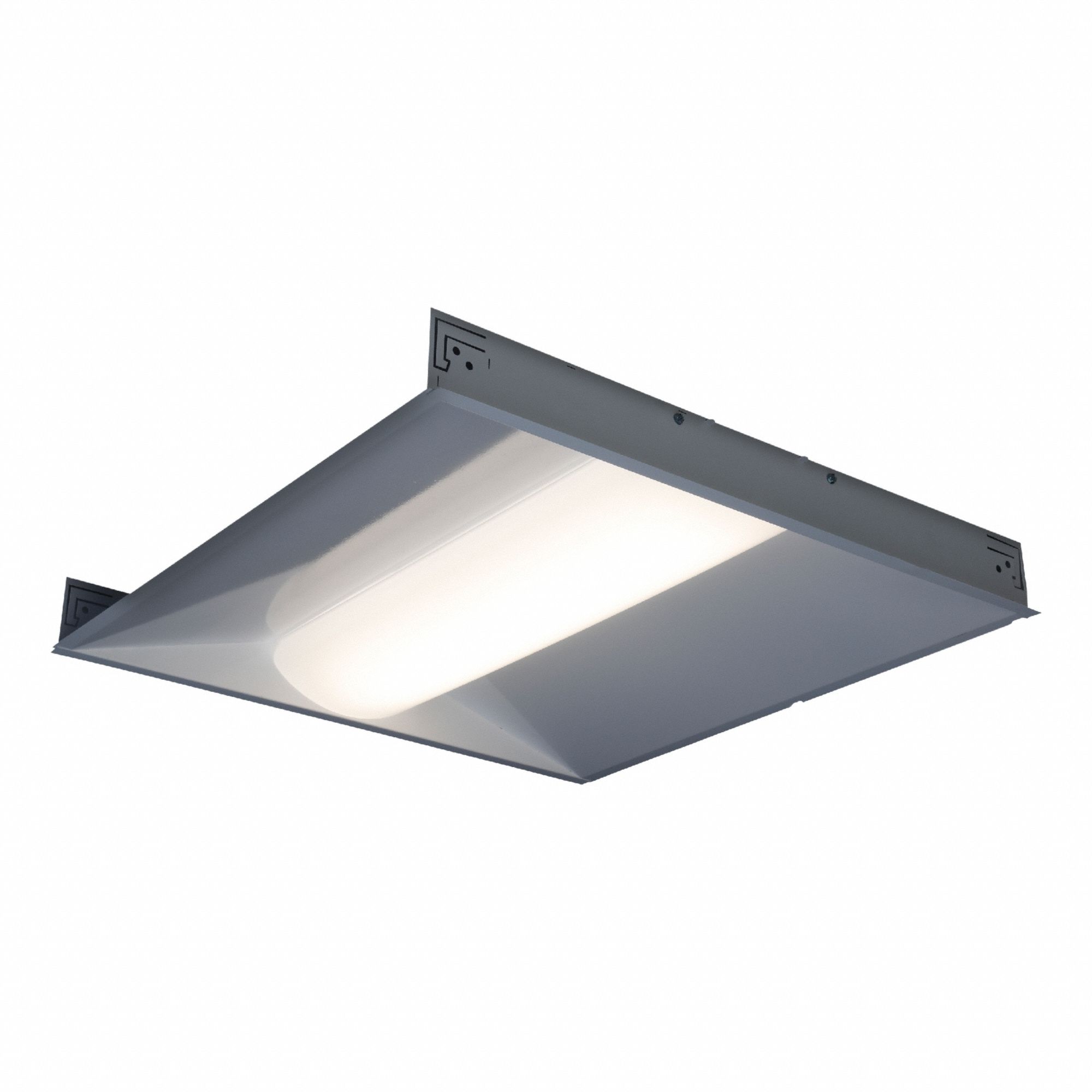 Recessed Troffer: 2 ft Lg, 2 ft Wd, 3, 300 lm, 3500K, 29 W, 120 to 277V AC, No Sensor