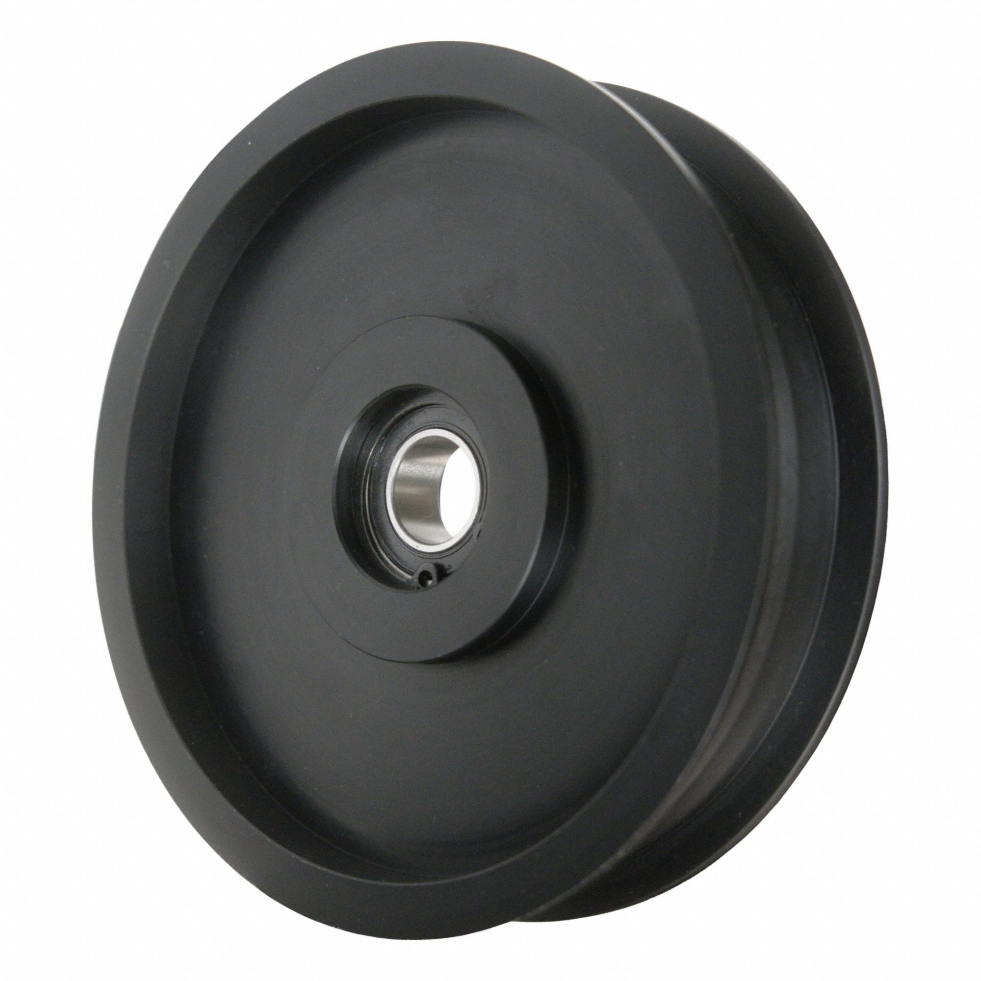 Flat Belt Idler Pulley: 11/16 in Bore, 4.5 in OD, Nylon, Ball Bearing