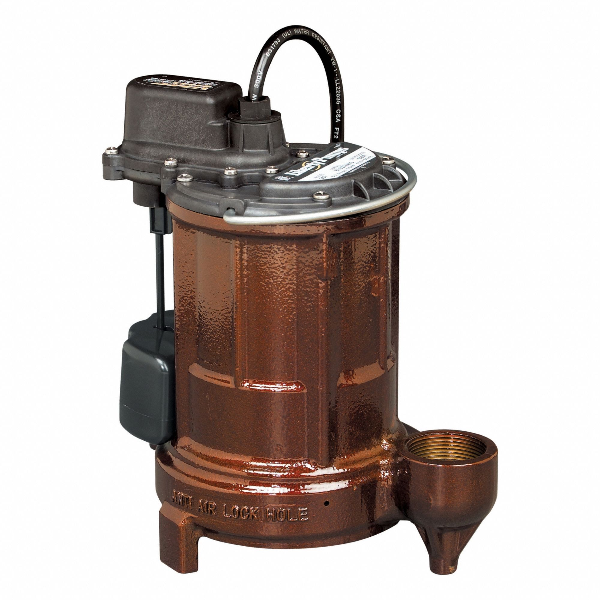 Submersible Sump Pump: 1/3 hp, 115V AC, 45 gpm Flow Rate @ 10' of Head, 1 1/2 in FNPT