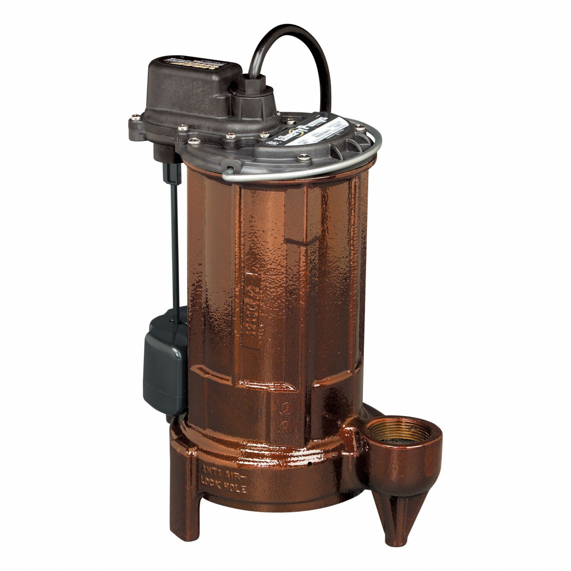 Submersible Sump Pump: 1/2 hp, 230V AC, 63 gpm Flow Rate @ 10' of Head, 1 1/2 in FNPT