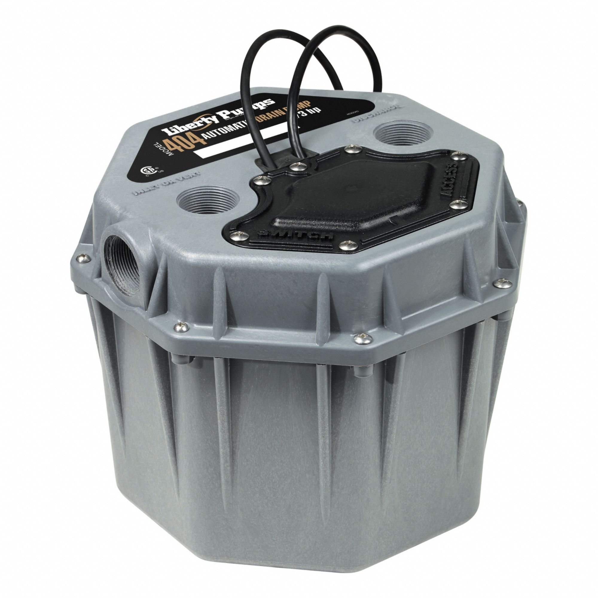 Sink Drain Pump System: 4.3 gal, 1/3 hp, 115V AC, 30 gpm Flow Rate @ 10' of Head, NPT