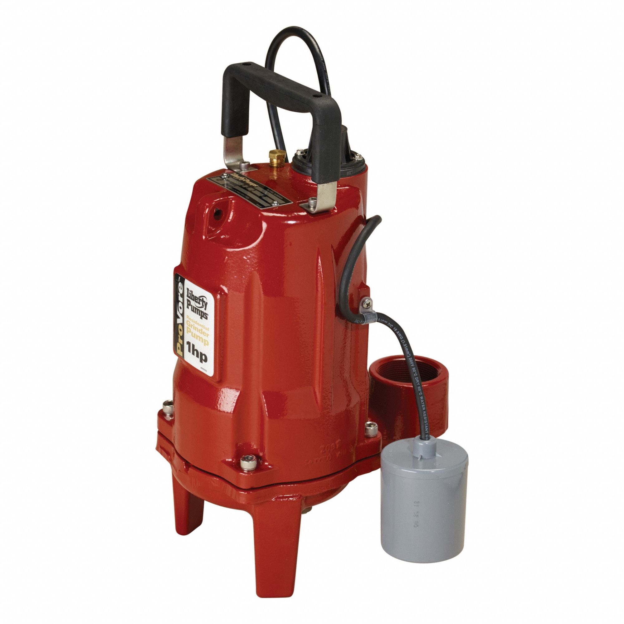 ProVore Grinder Pump: Vertical, Single Phase, 1 hp, 115V AC, 44 gpm @ 10' of Head, NPT