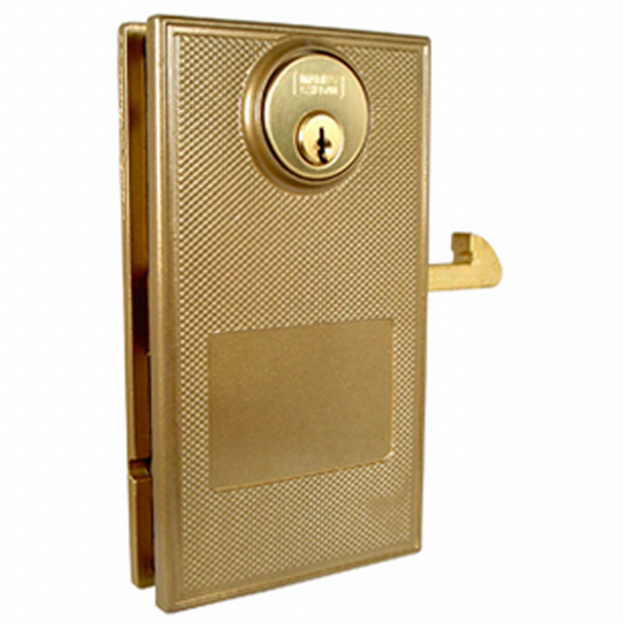 Lock: Slide Door Lock, Powder-Coated, Steel, Gold, Locks