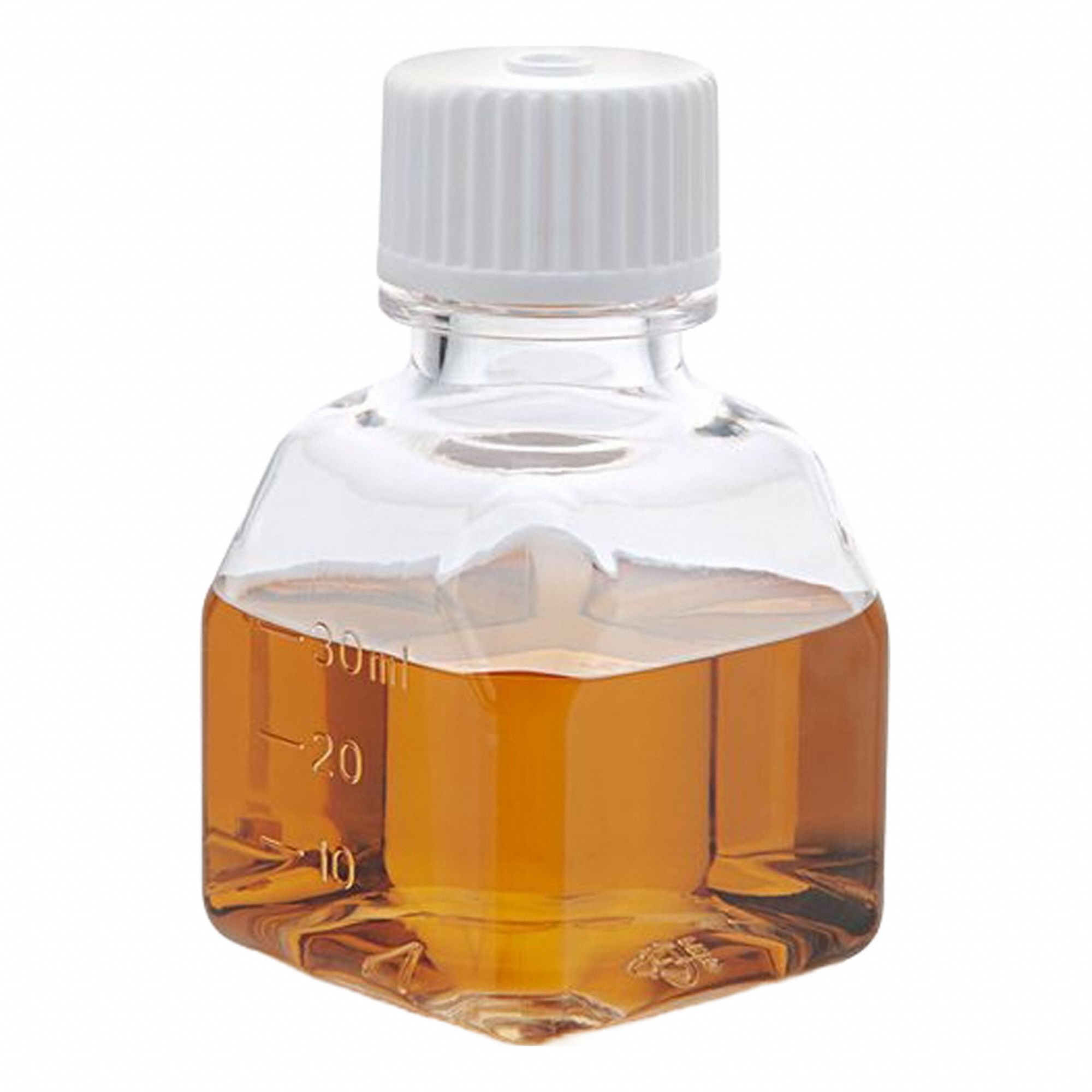 Media Bottle: PETG, 30 mL Capacity - mL, Closure Included, Sterile, 20 mm Screw Closure Size, HDPE (MPN 7610030). Key specifications — Graduated: Yes; Closure Type: Cap; Body Color: Colorless; Brand: GLOBE SCIENTIFIC.