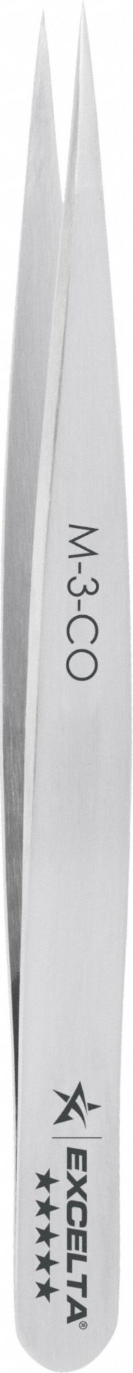 Tweezers: Cobalt, Point, Straight Tip, 0.0016 in Tip Thick