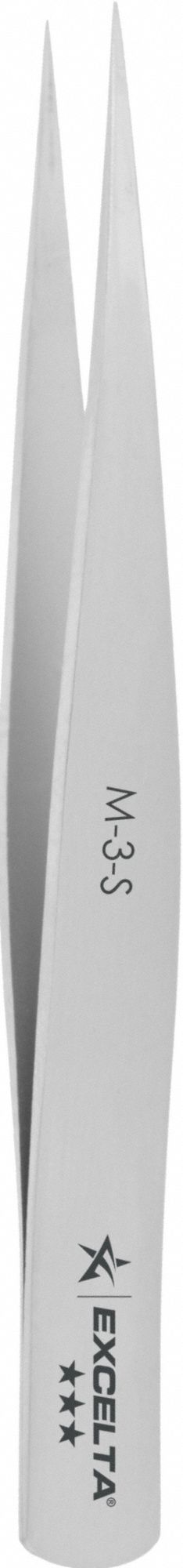 Tweezers: Stainless Steel, Point, Straight Tip, 0.004 in Tip Thick