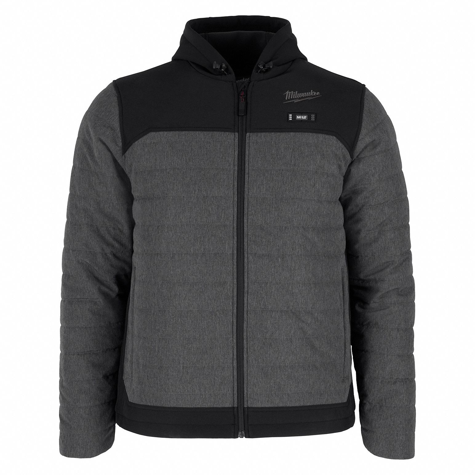 Heated Jacket: Men's, 2XL, Gray, 3 to 12 Hours, 52 in Max Chest Size, 2 Outside Pockets