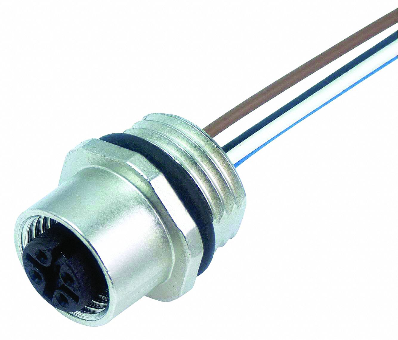 Cordset: M12 Female – Front Mounting Receptacle, A, 12 Pins, 0.2 m Wire Lead Lg