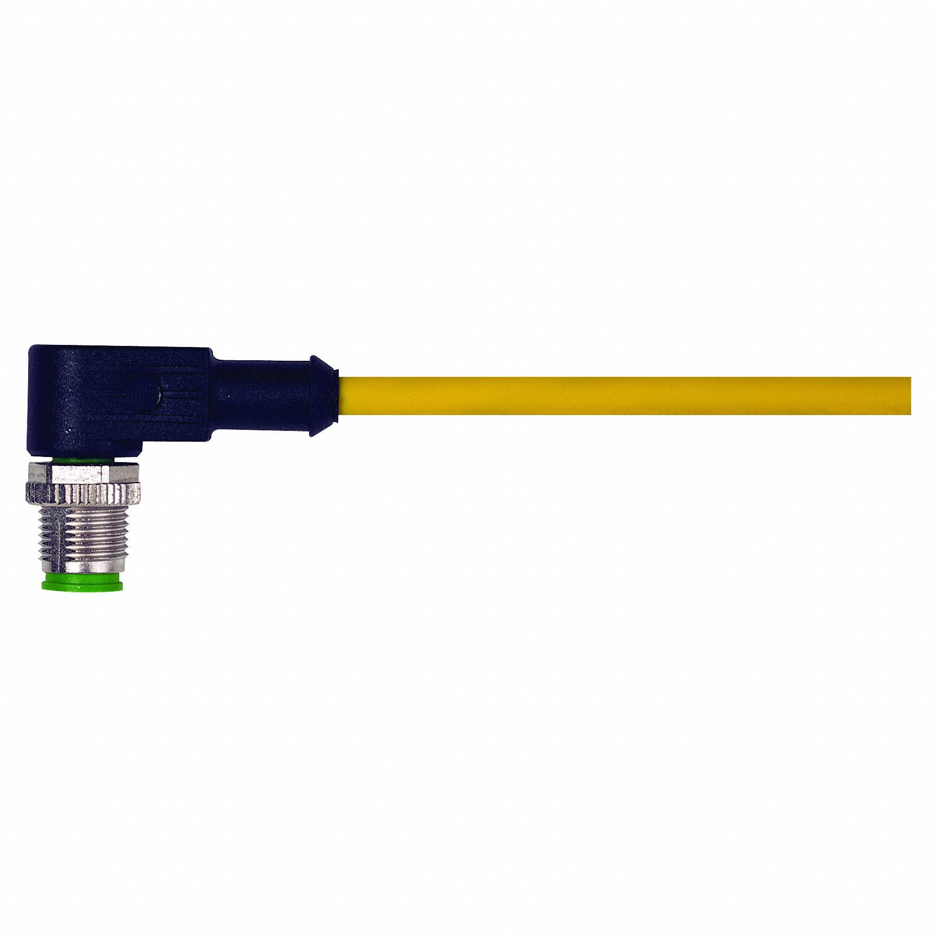Cordset: M12 Male Right Angle X Bare Wire, 3 Pins, Yellow, TPE, 10 m Cable Lg, 4 A Max Current (A)