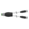 M12 x M8 Y-Distributor Cordsets with PVC Jacket for Flexing Applications