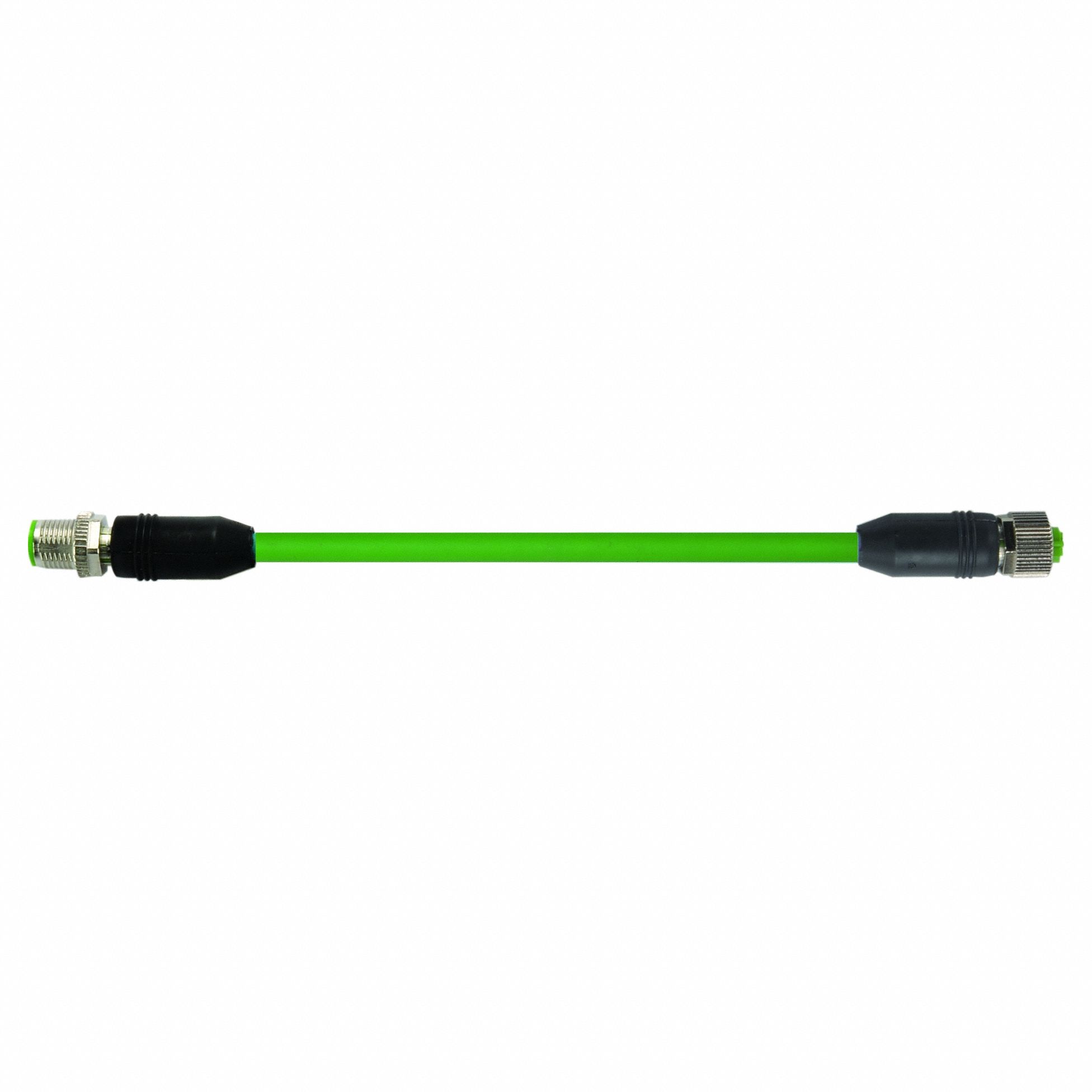 Cordset: Cat5, M12 Male Straight x M12 Male Straight, 1.5 m Lg, TPE, Green, D Coding
