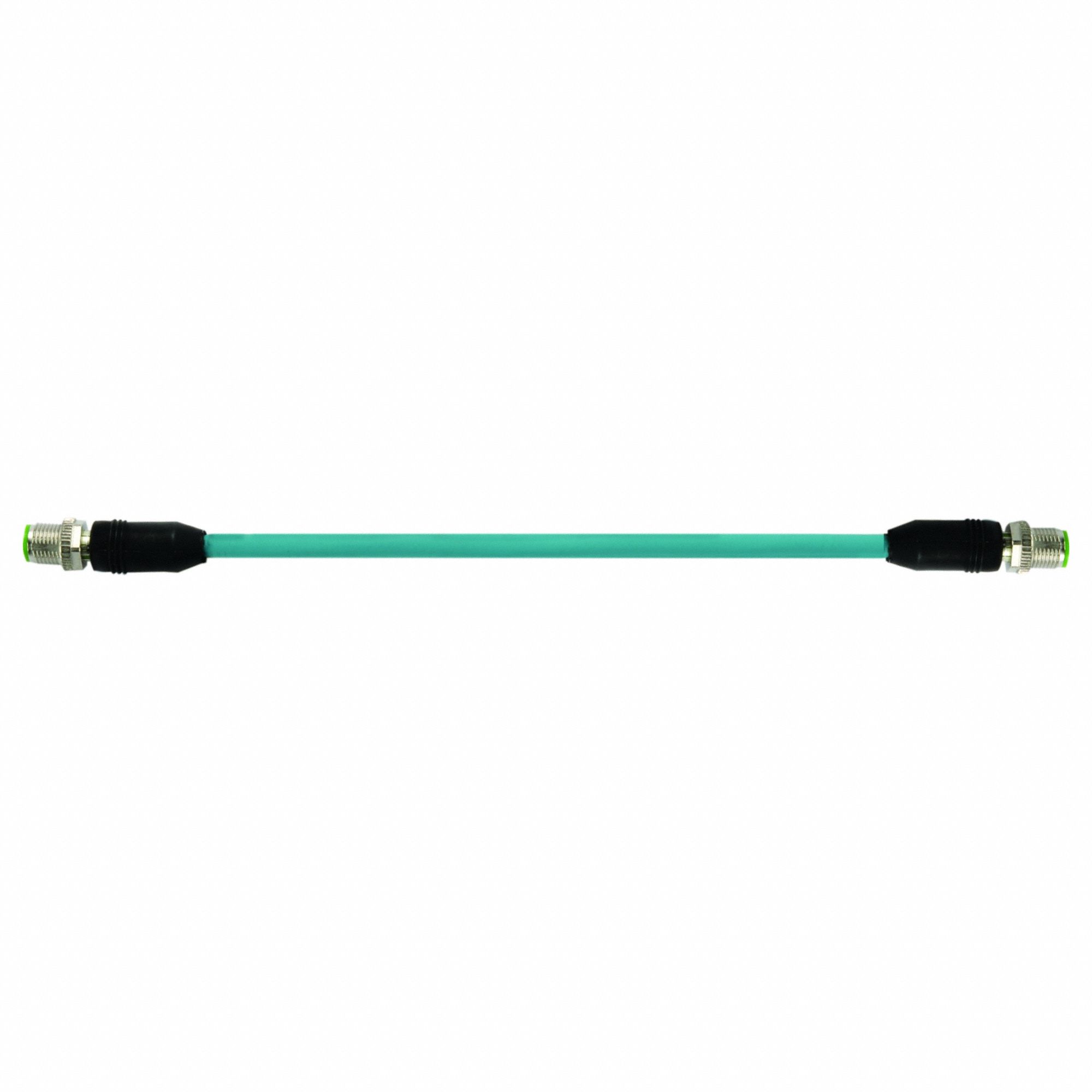 Cordset: Cat5, M12 Male Straight x M12 Male Straight, 1.5 m Lg, TPE, Blue, A Coding