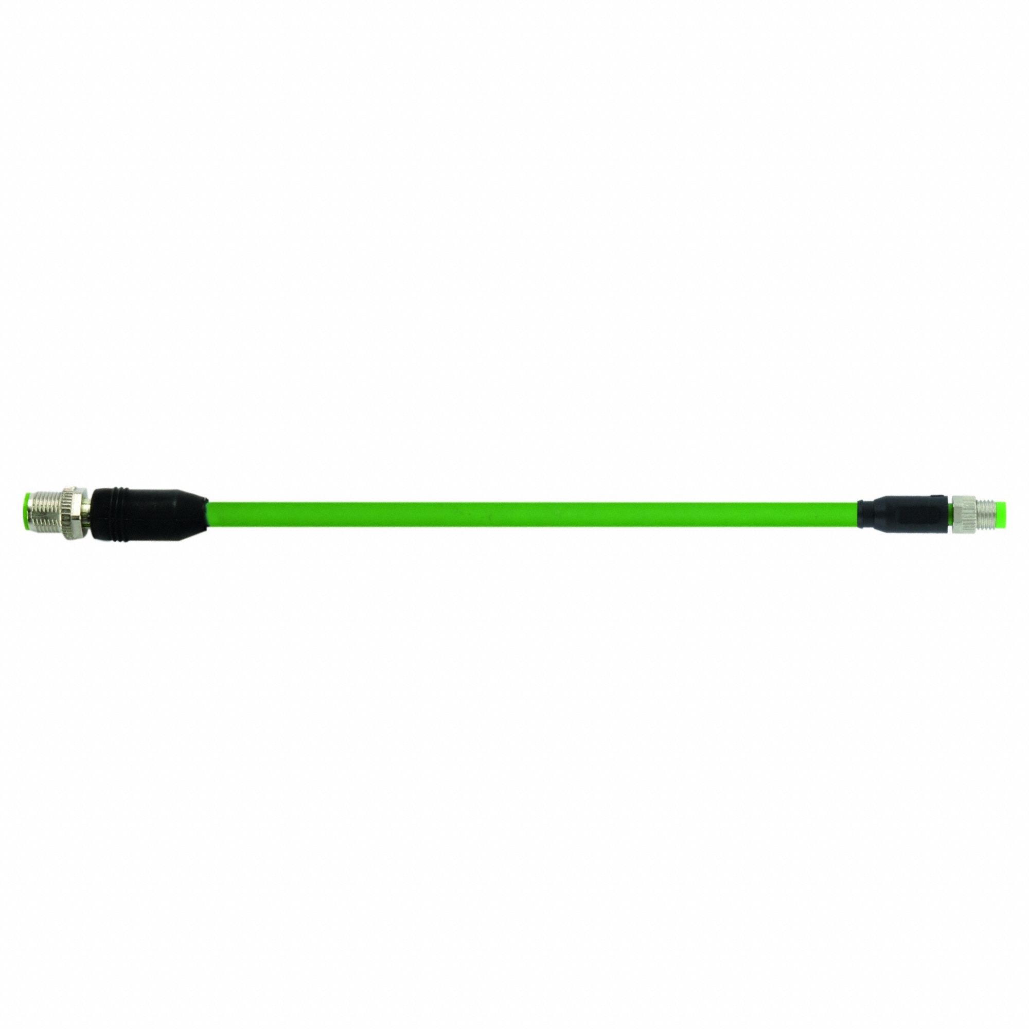 Cordset: Cat5, M12 Male Straight x M8 Male Straight, 1.5 m Lg, PUR, Green, D Coding