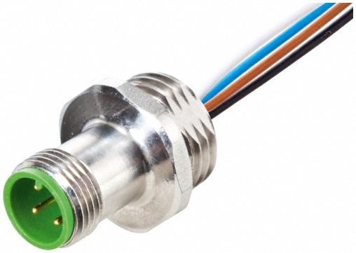 Cordset: M12 Male – Front Mounting Receptacle, A, 5 Pins, 0.2 m Wire Lead Lg