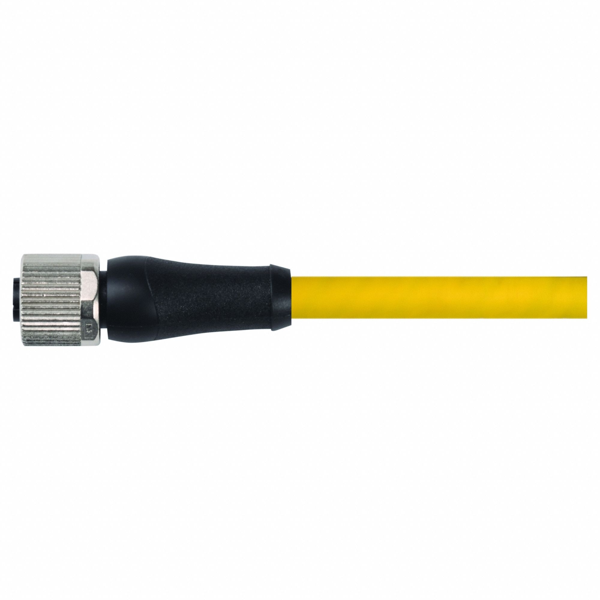 Cordset: M12 Female Straight X Bare Wire, 4 Pins, Yellow, TPE, 10 m Cable Lg, 12 A Max Current (A)