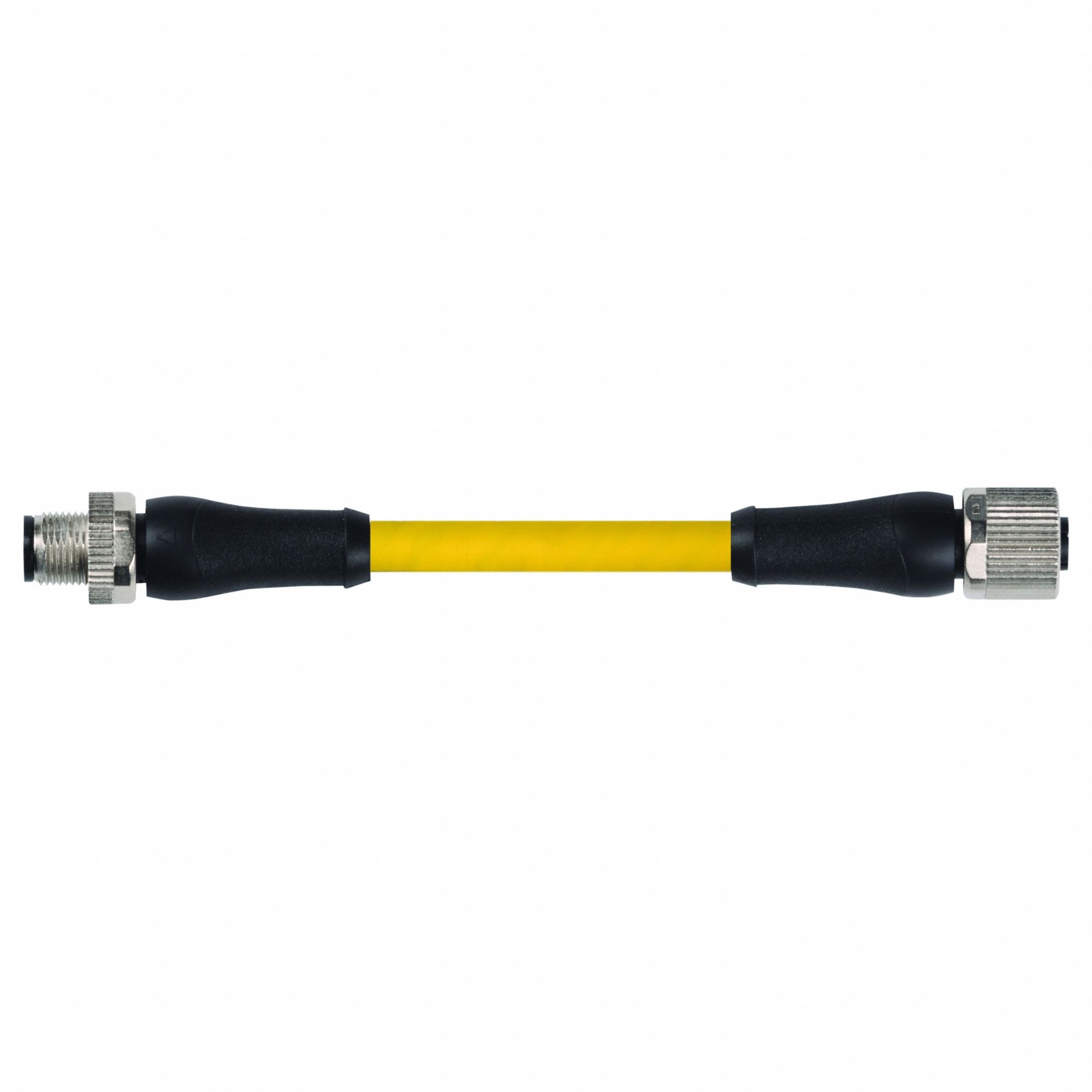 Cordset: M12 Male Straight X M12 Female Straight, 4 Pins, Yellow, TPE, 5 m Cable Lg