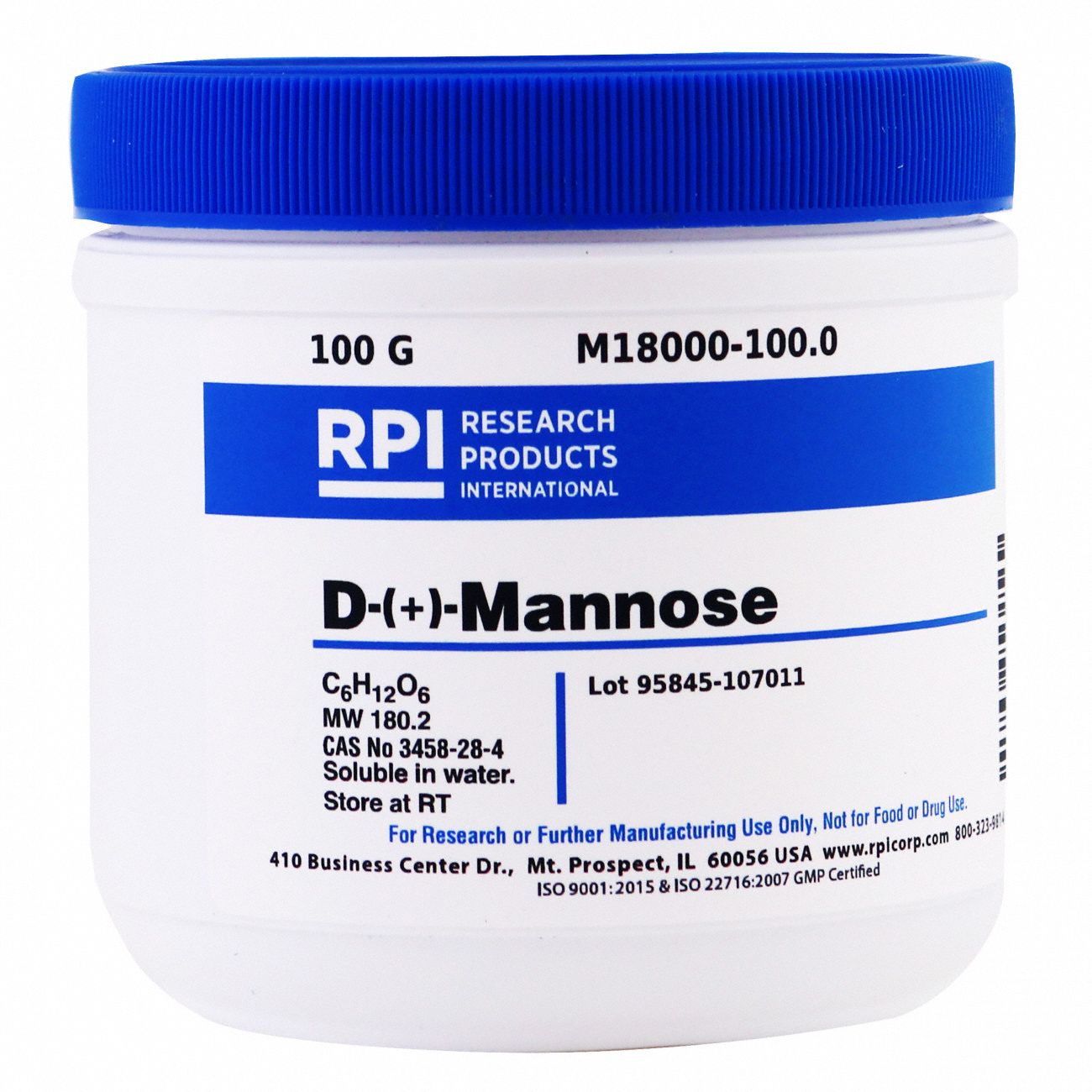 D-(+)-Mannose: Lab, 100 g, 3458-28-4, Reagent, Powder, 18 mo Shelf Life, 1