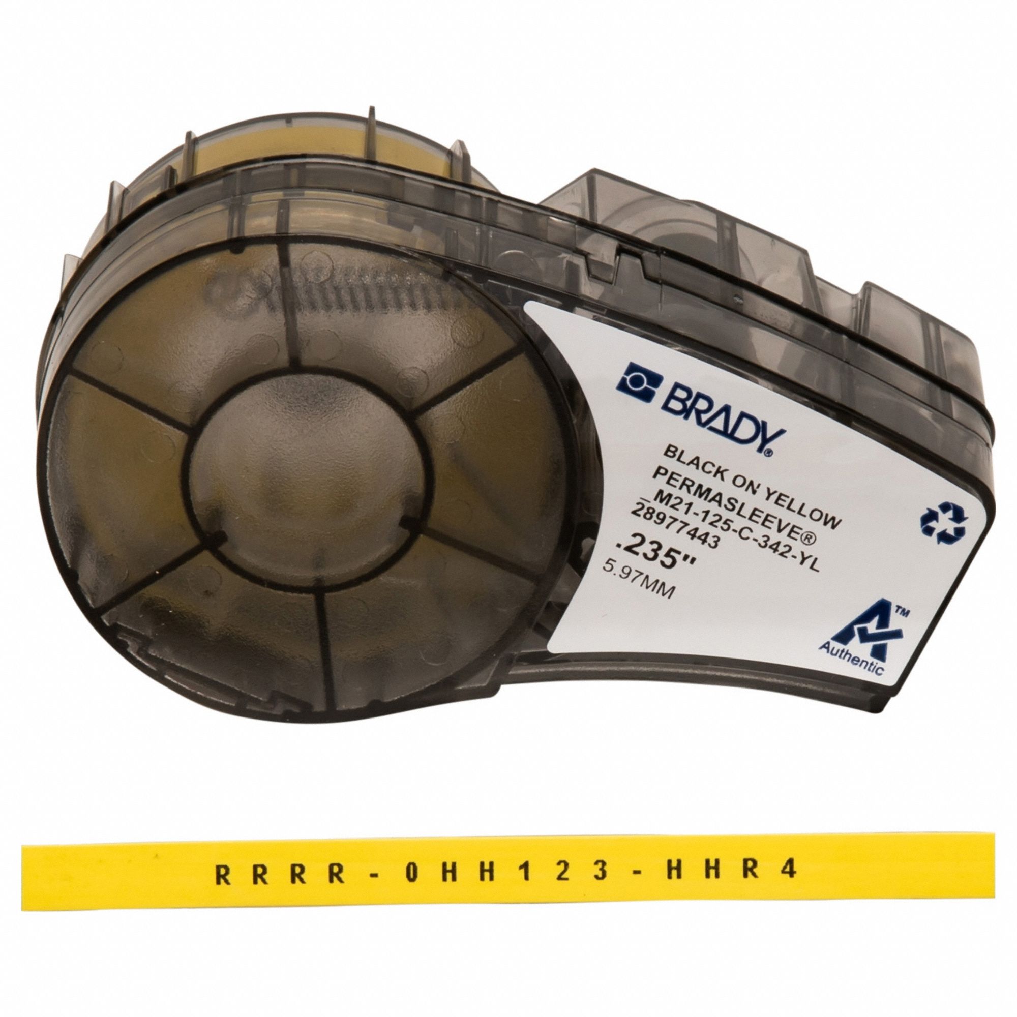 Sleeve Label: 1/4 in, Polyolefin, Yellow (Matte), For 16 AWG to 22 AWG Wire Gauge