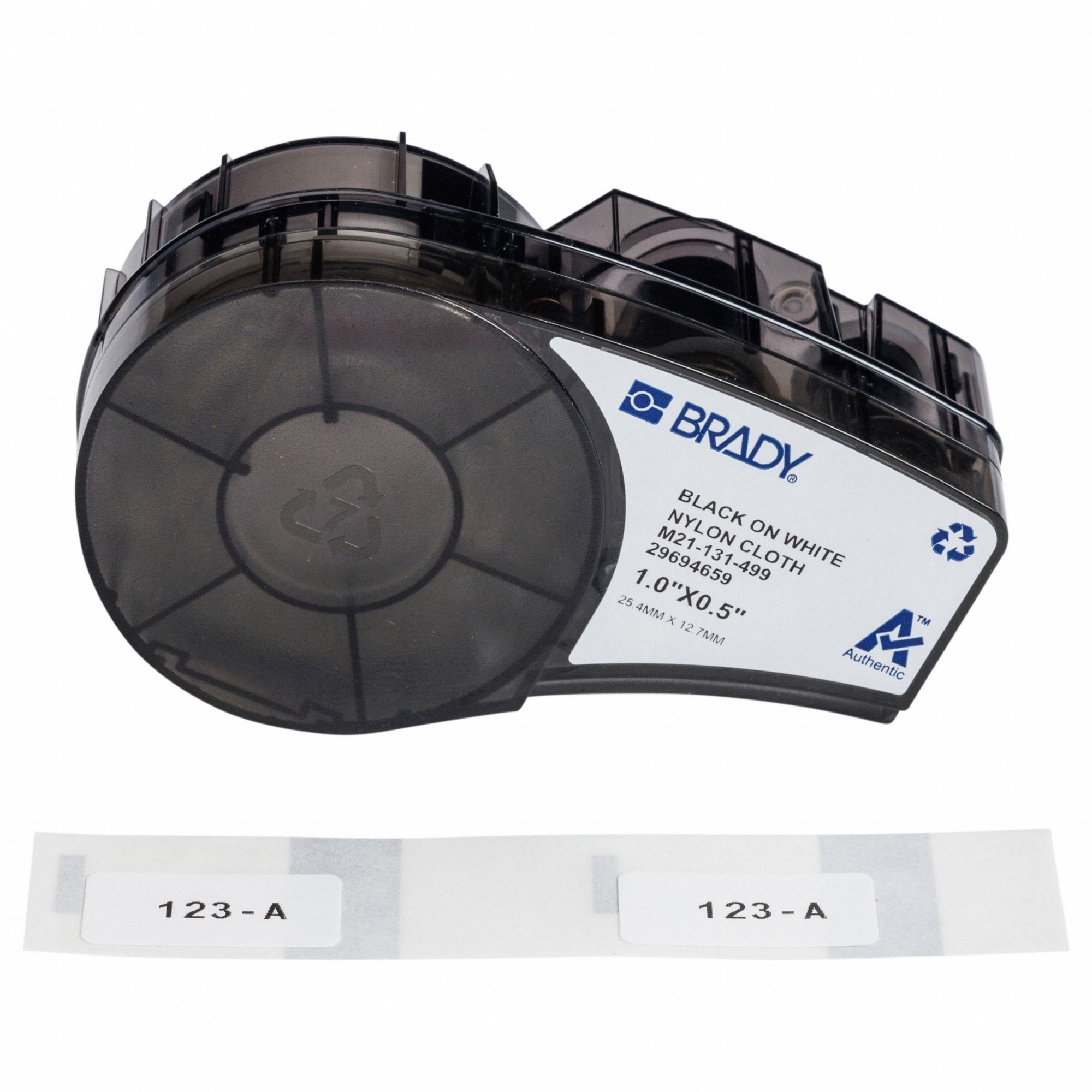 Combined Label and Ribbon Cartridge: 1/2 in x 1 in, Acrylic, Permanent Adhesive, 121 Labels