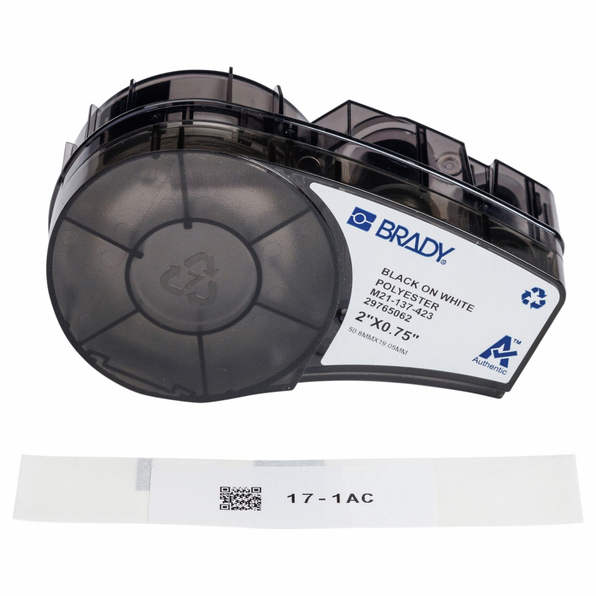 Combined Label and Ribbon Cartridge: 3/4 in x 2 in, Acrylic, Permanent Adhesive, 73 Labels